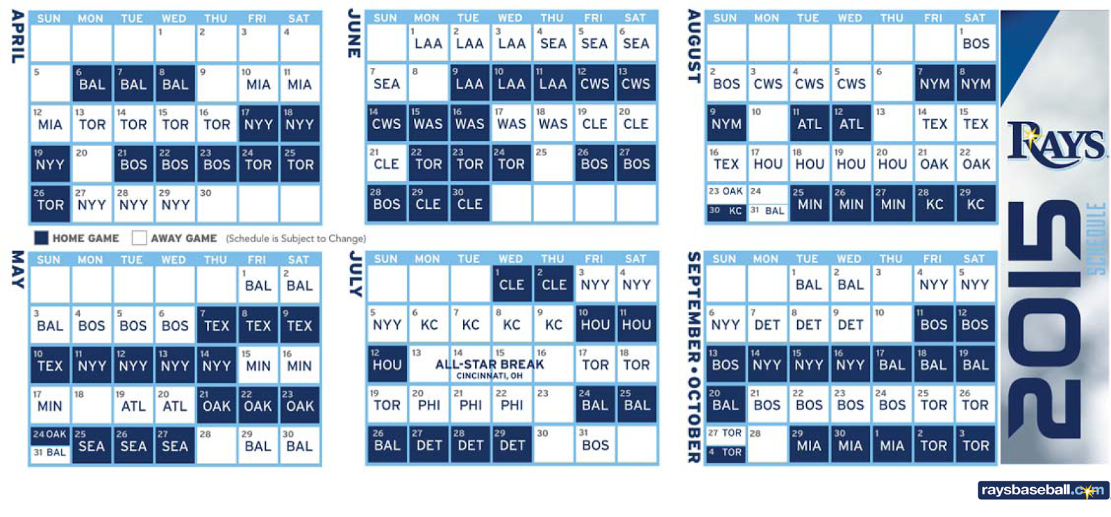 A Look At The 2015 Rays Schedule BRaysball Talk