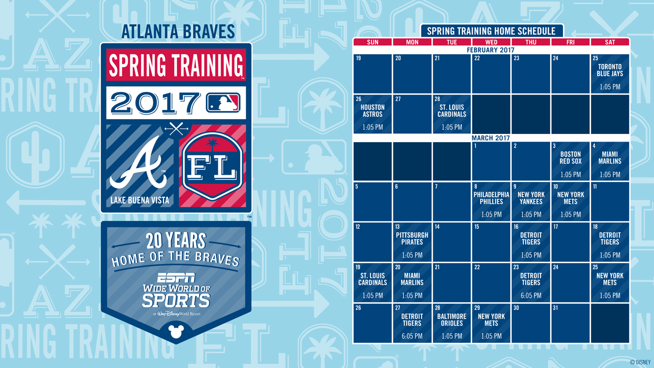 Atlanta Braves 20th Annual Spring Training Schedule At 