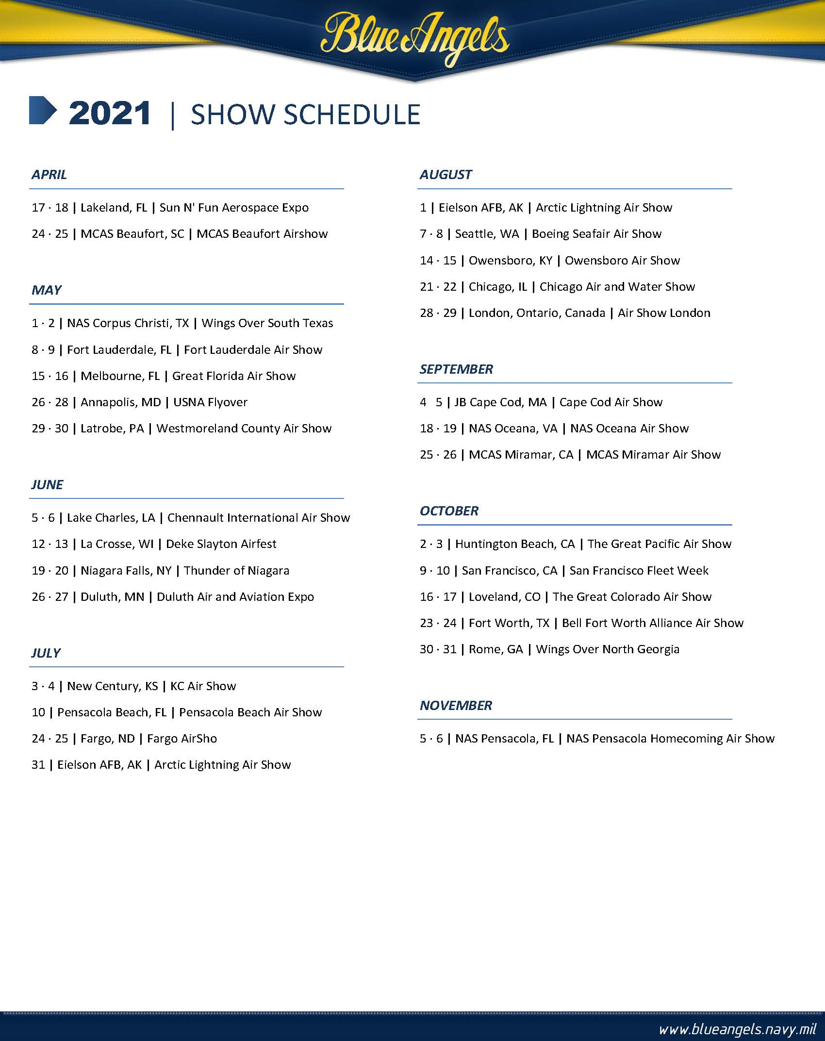 Blue Angels 2021 Air Show Practice Schedule