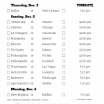 Central Time Week 13 NFL Schedule 2020 Printable