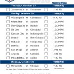 Central Time Week 8 NFL Schedule 2016 Printable