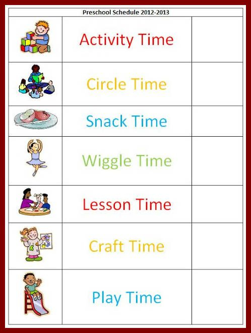 Daily Schedule Template For Preschool Printable Schedule 