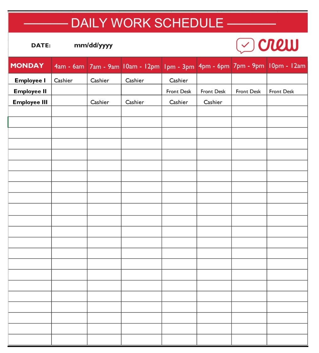 Daily Schedule Template Free Word Templates