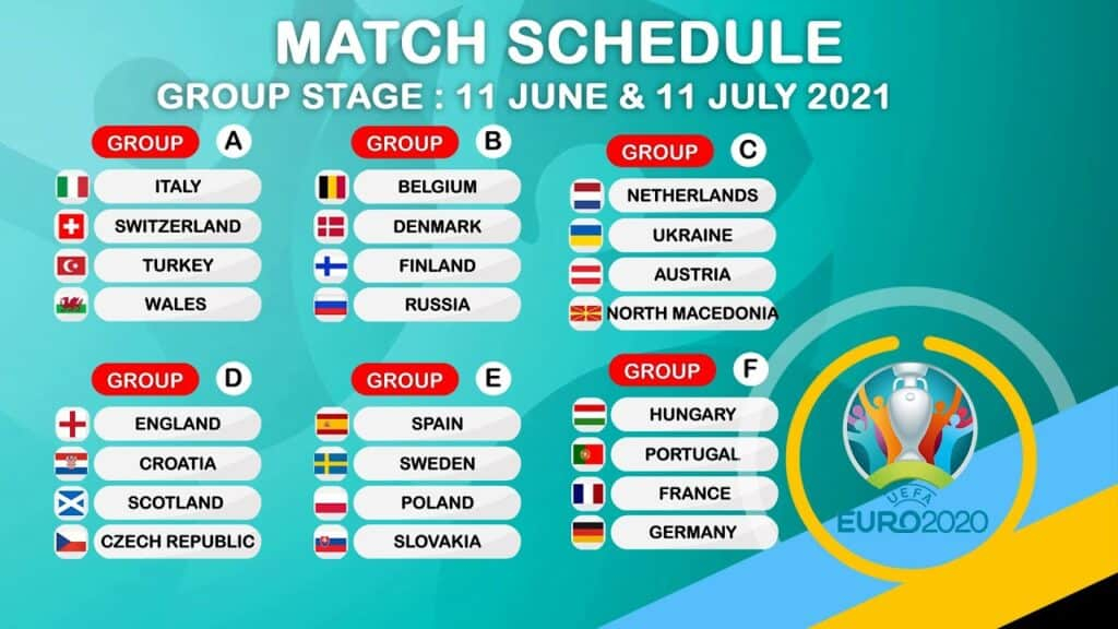 Euro 2021 Live From 11 June Schedule PDF 2020 Fixtures 