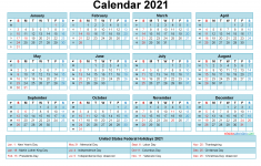 Free Printable 2021 Calendar With Holidays In Word