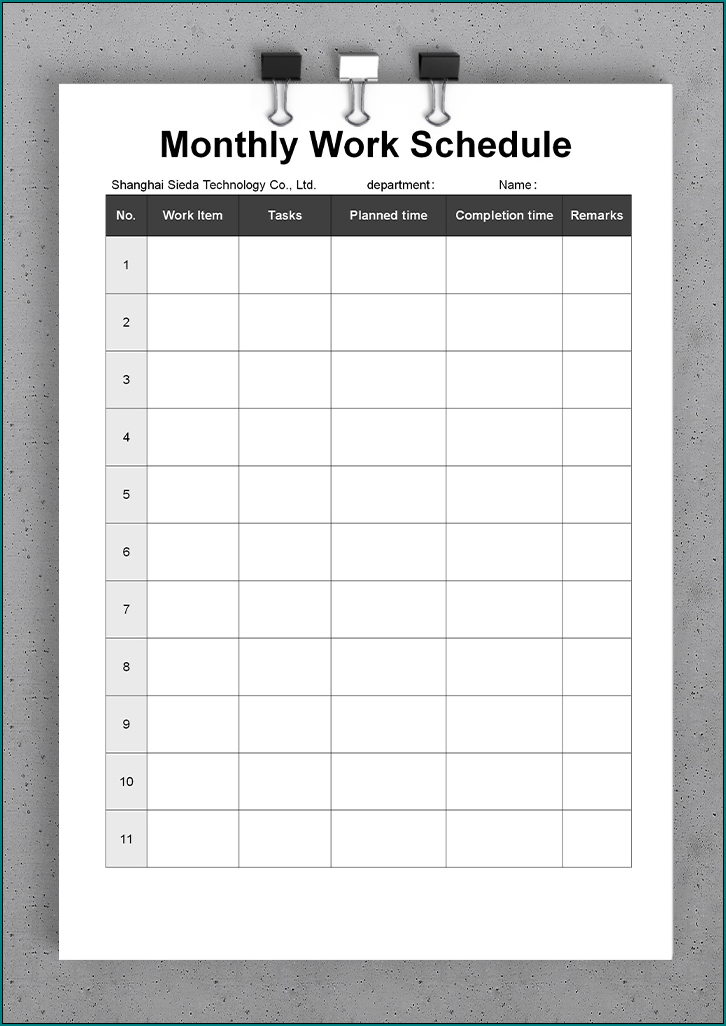  Free Printable Monthly Work Schedule Template Bogiolo