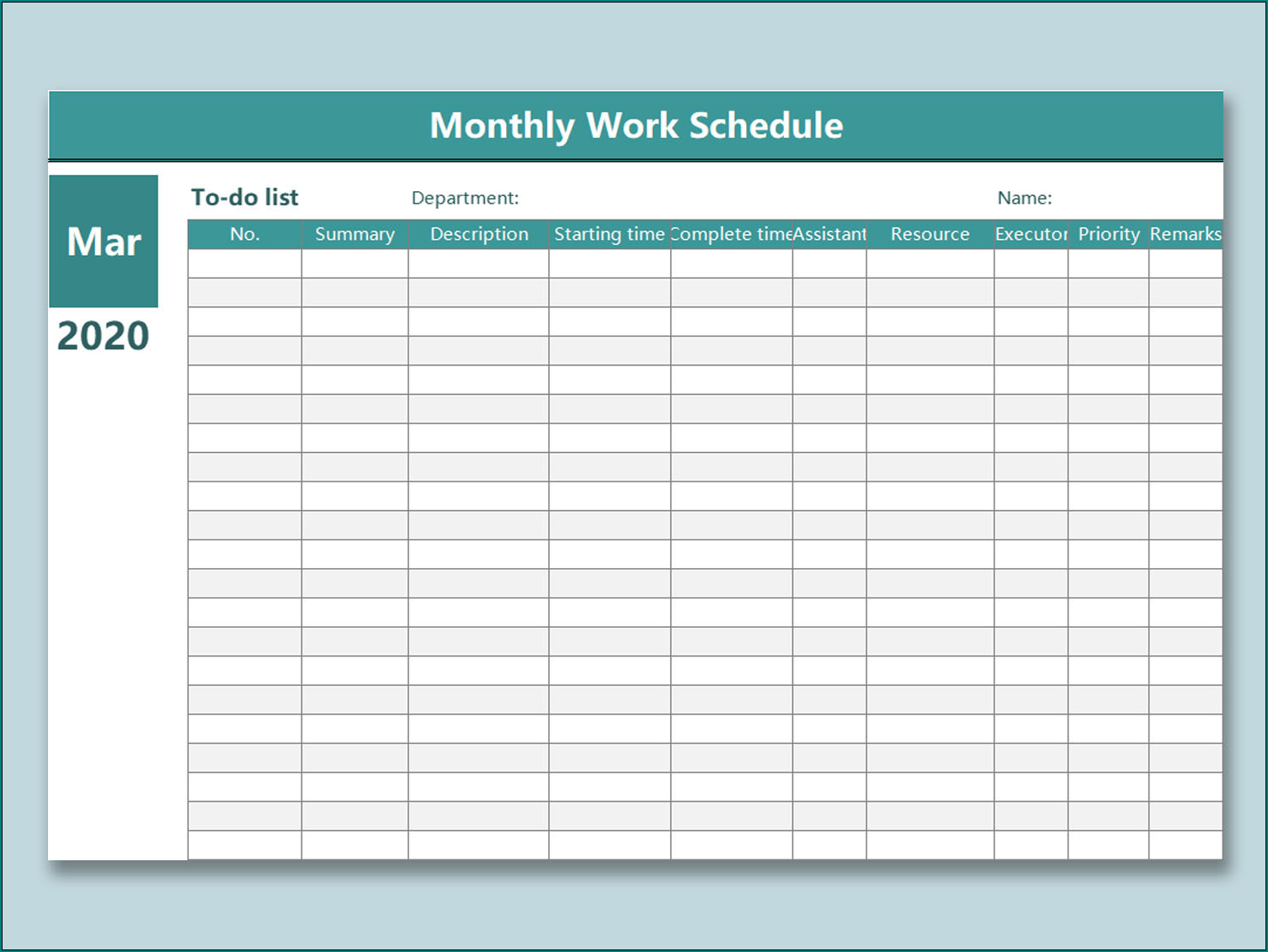  Free Printable Monthly Work Schedule Template Excel Bogiolo
