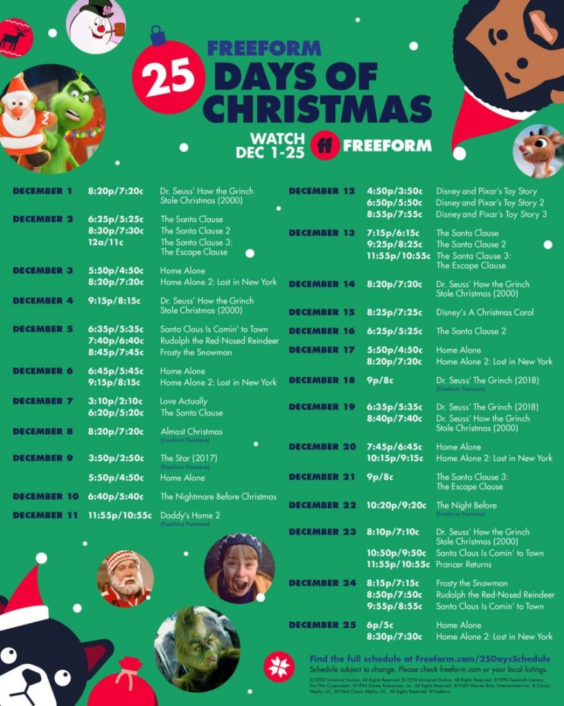 Freeform 25 Days Of Christmas Schedule Is Here