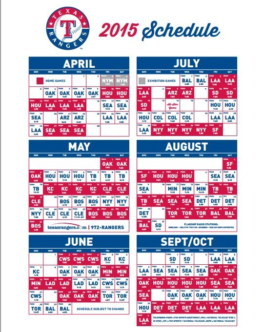 Texas Rangers Printable Schedule 2021 - PrintableSchedule.net ...