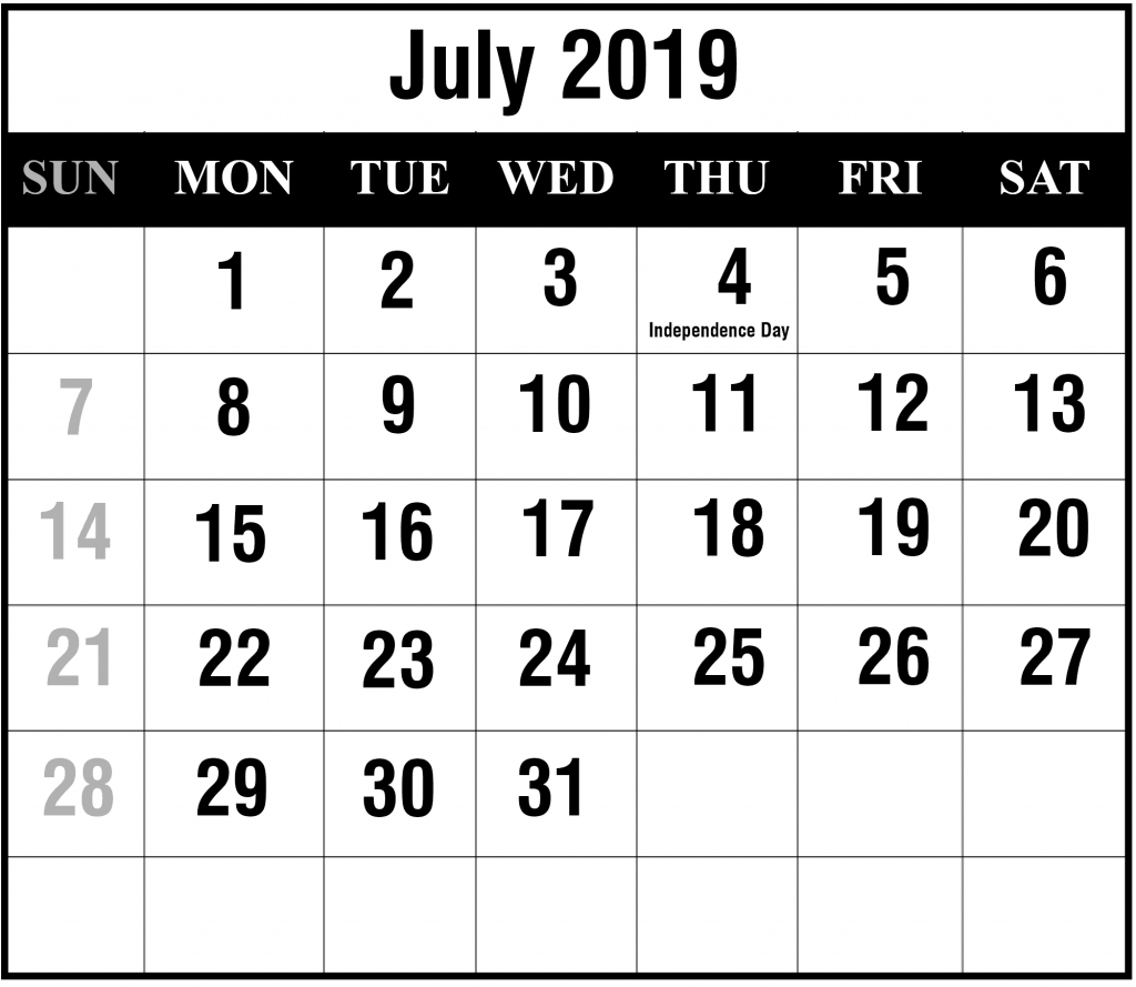 How To Schedule Your Month With July 2019 Printable