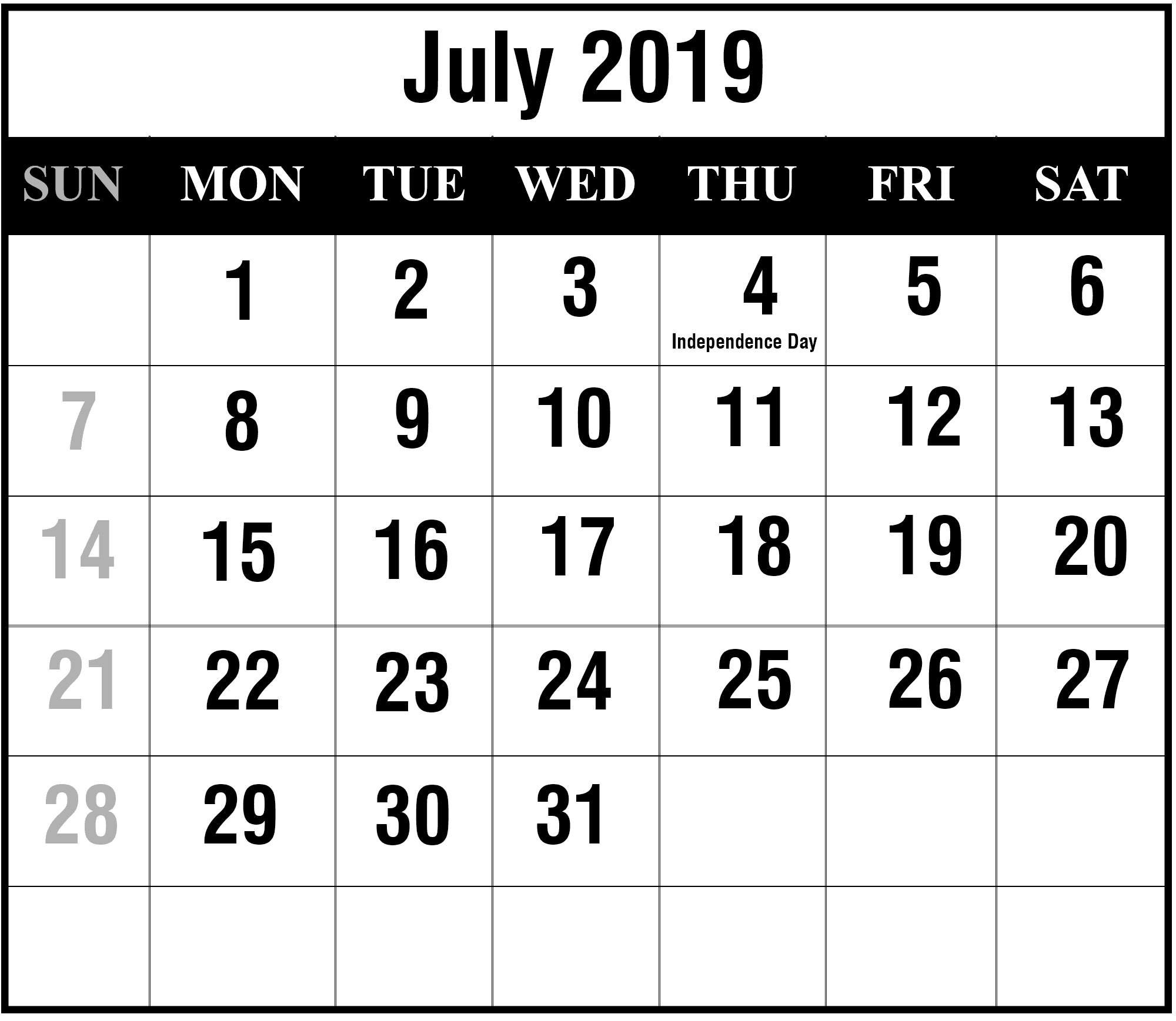 How To Schedule Your Month With July 2019 Printable 