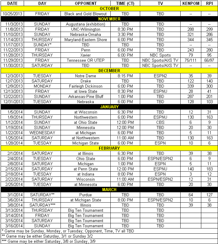 Iowa Releases 2013 14 Basketball Schedule Black Heart 