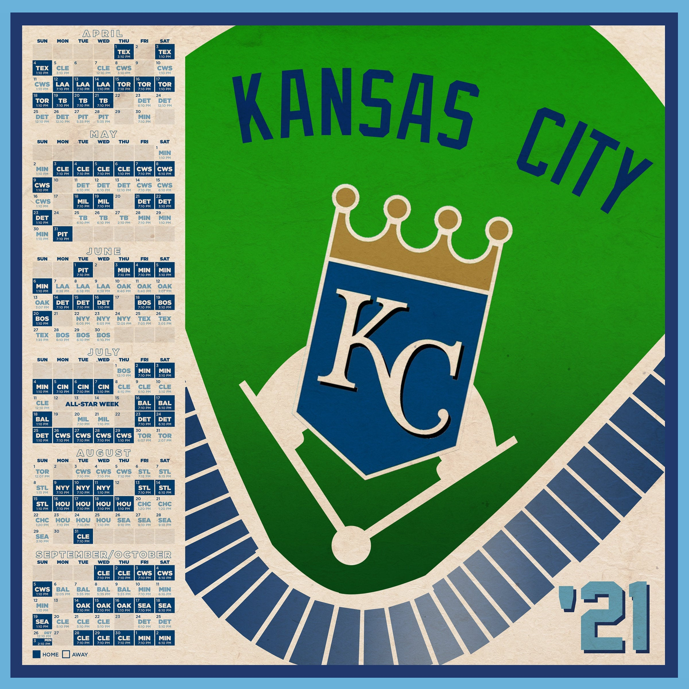 Kansas City Royals 2021 Schedule Digital Etsy