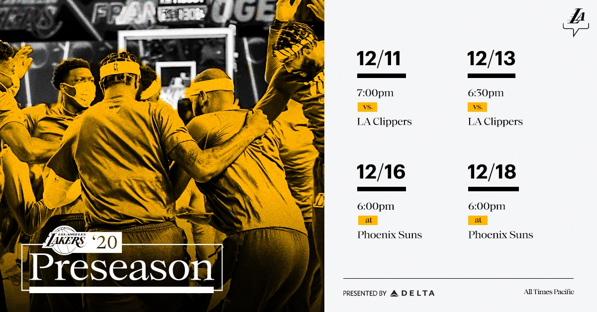 Lakers Announce 2020 Preseason Schedule Presented By Delta 