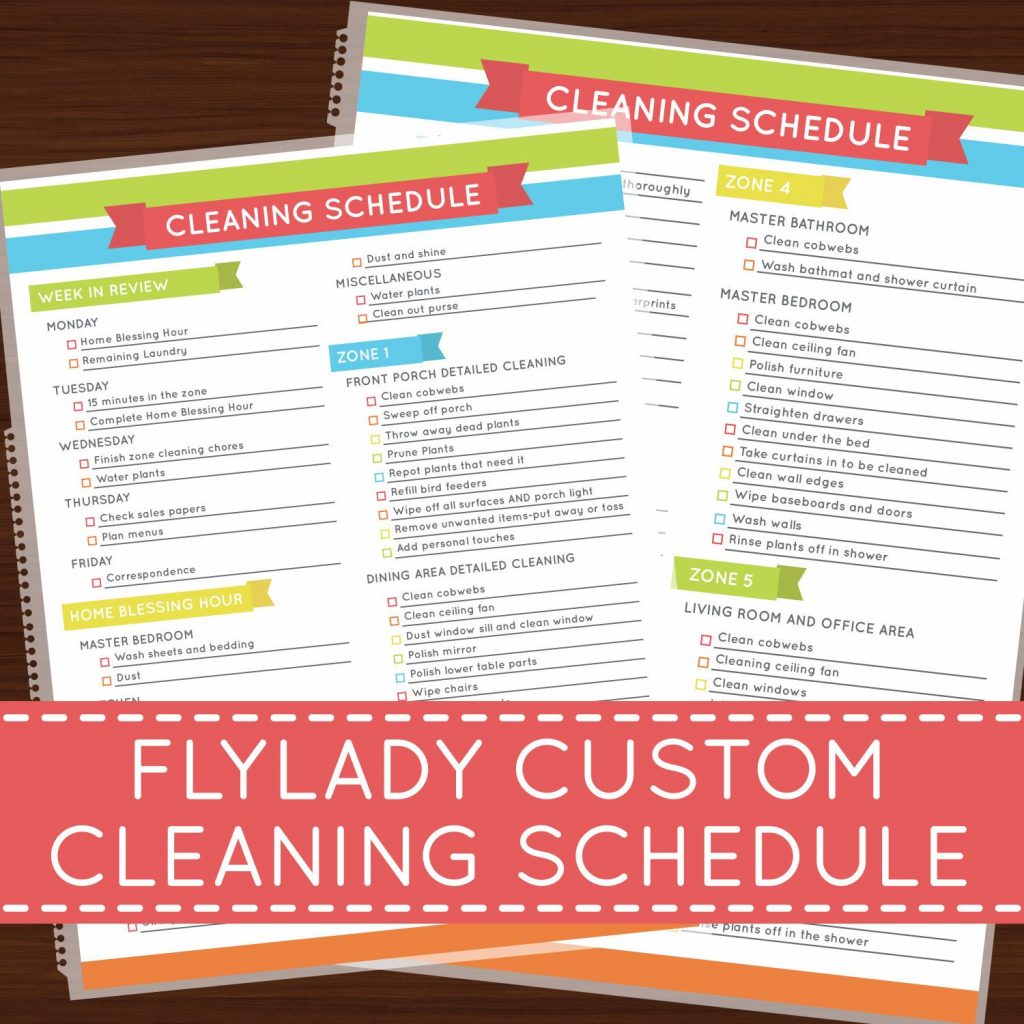 Laminated Flylady Custom Cleaning Schedule By