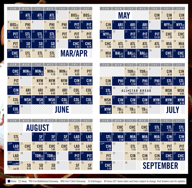 Printable Brewers 2021 Schedule Printable Schedule