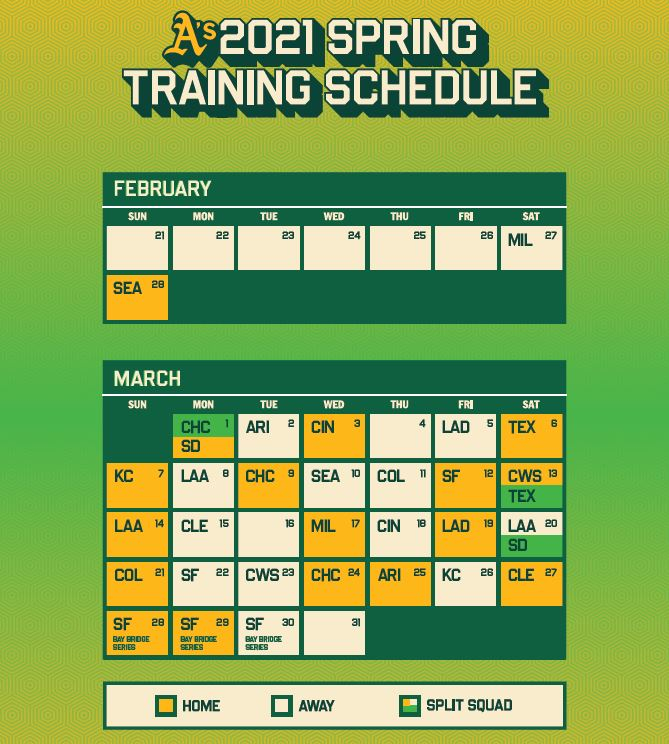 MLB Spring Training Schedule 2021 A s Release Cactus 