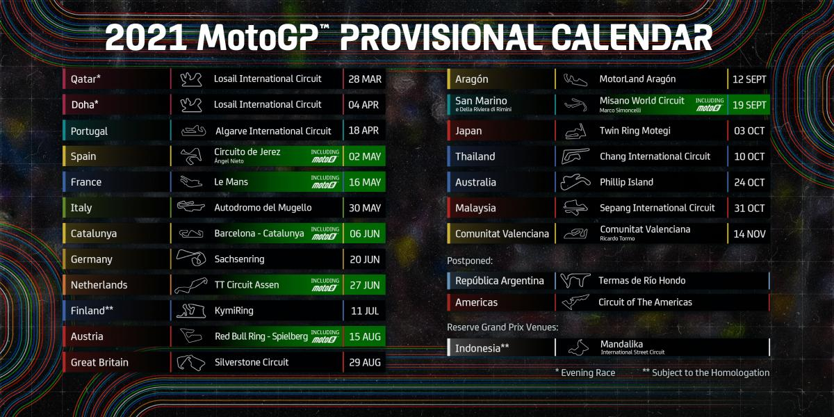New MotoGP 2021 Schedule Released YouMotorcycle