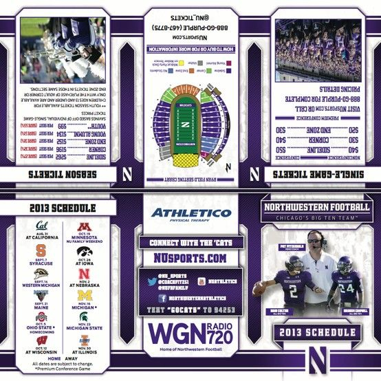 Northwestern 2013 Football Schedule Card Schedule Cards 