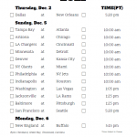 Pacific Time Week 13 NFL Schedule 2020 Printable