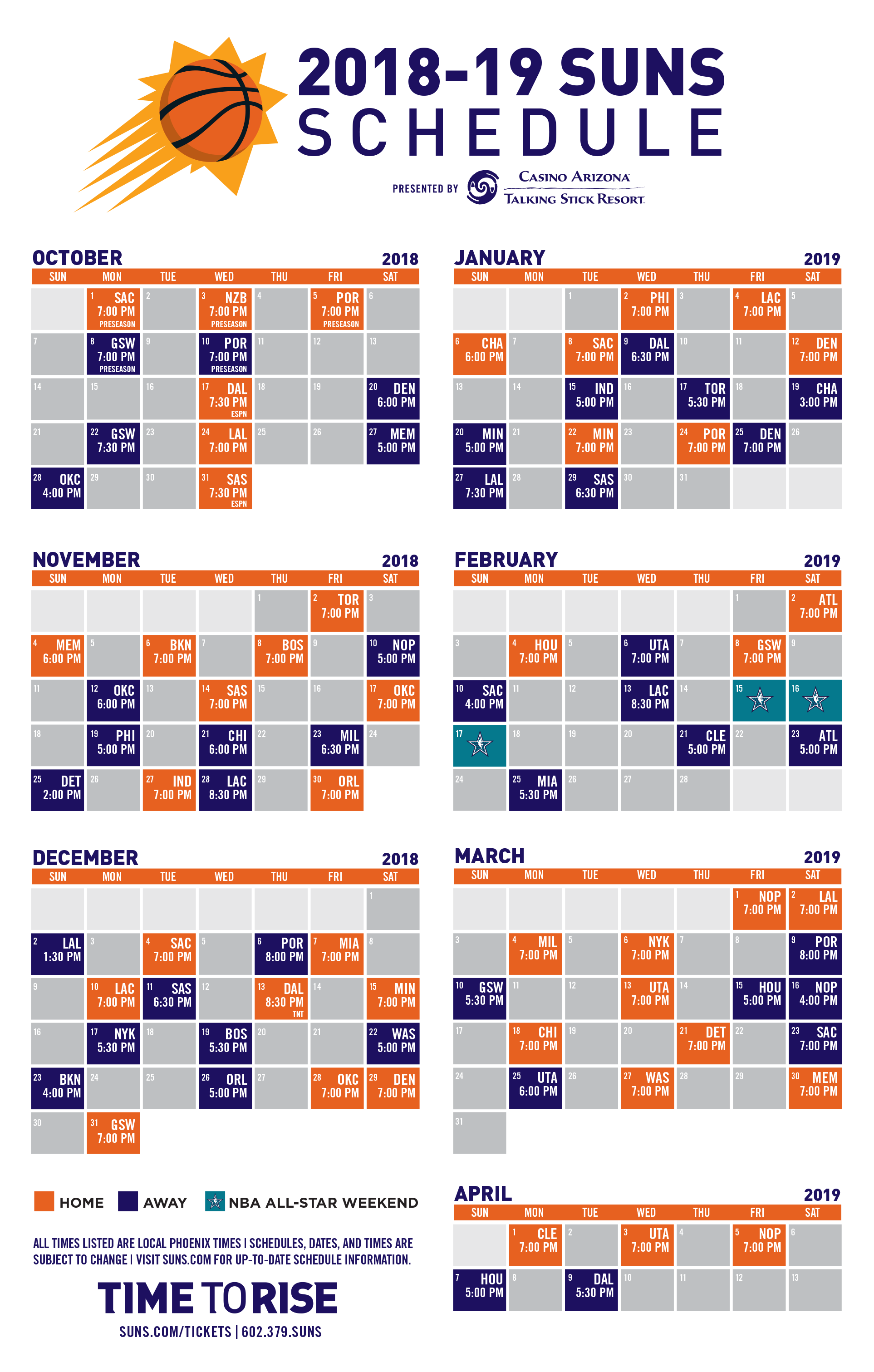 Phoenix Suns Announce 2018 19 NBA Season Schedule 