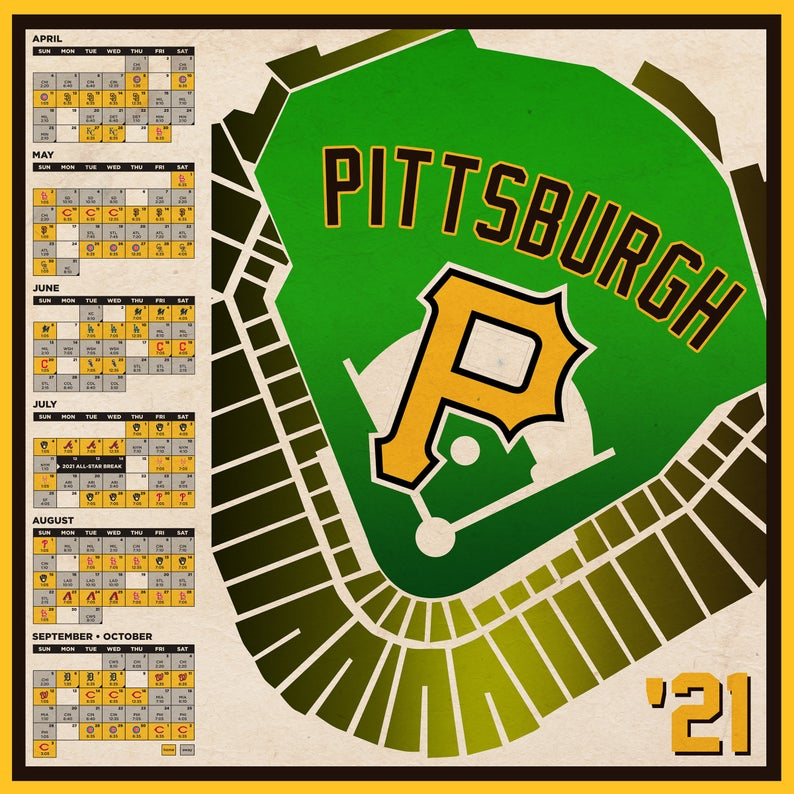 Pittsburgh Pirates 2021 Schedule Print Etsy