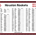 Printable 2017 2018 Houston Rockets Schedule