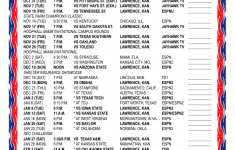 Printable 2017 2018 Kansas Jayhawks Basketball Schedule