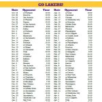 Printable 2018 2019 Los Angeles Lakers Schedule Los