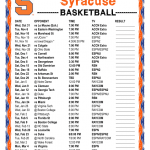 Printable 2018 2019 Syracuse Orange Basketball Schedule
