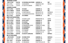 Printable Auburn Basketball Schedule