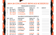 Printable 2019 2020 Cincinnati Bengals Schedule