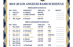 Printable 2019 2020 Los Angeles Rams Schedule