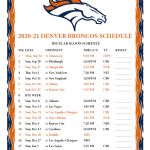 Printable 2020 2021 Denver Broncos Schedule