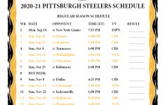 2021 Steelers Schedule Printable