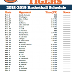 Printable Auburn Tigers Basketball Schedule Basketball