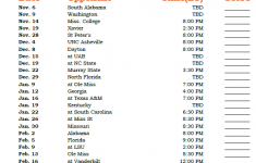 Printable Auburn Tigers Basketball Schedule Basketball