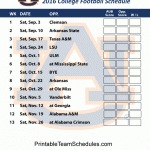 Printable Auburn Tigers Football Schedule 2016 Auburn