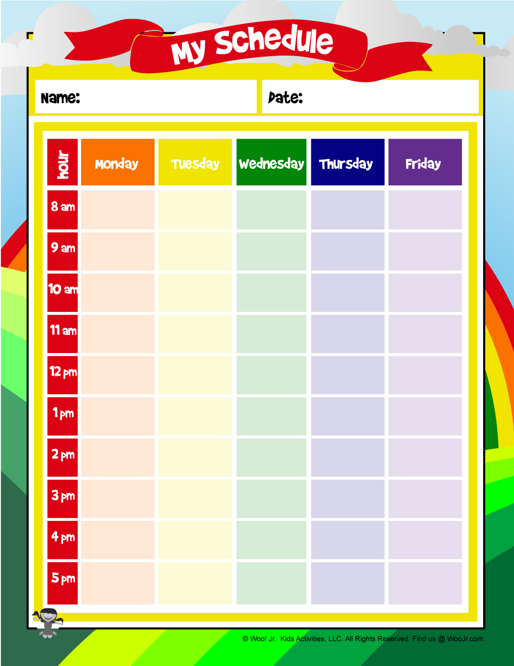 Printable Elementary School Schedule For Kids Woo Jr