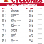 Printable Iowa State Cyclones 2016 2017 College Basketball