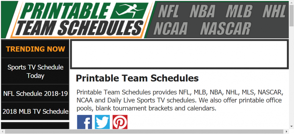 Printable Team Schedules NFL MLB NBA NHL NCAA Team