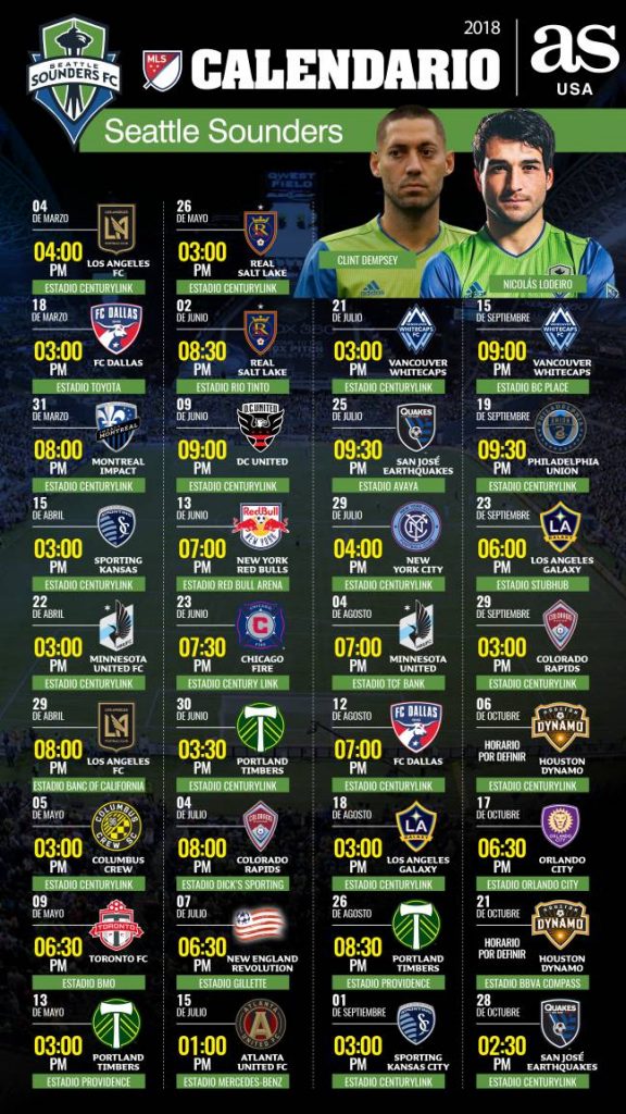 Sounders Schedule To Seattle