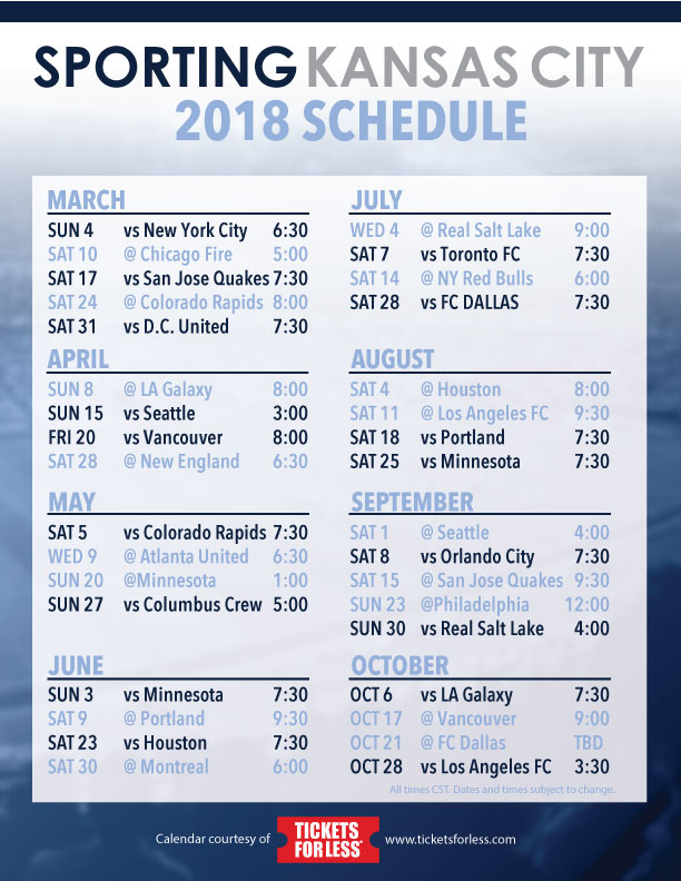 Sporting KC 2018 Schedule Announced Tickets For Less