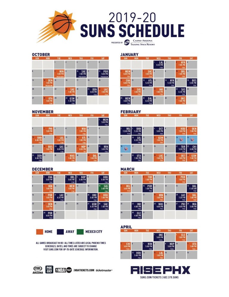 Suns Broadcast Schedule Jpg Phoenix Suns Printable Schedule