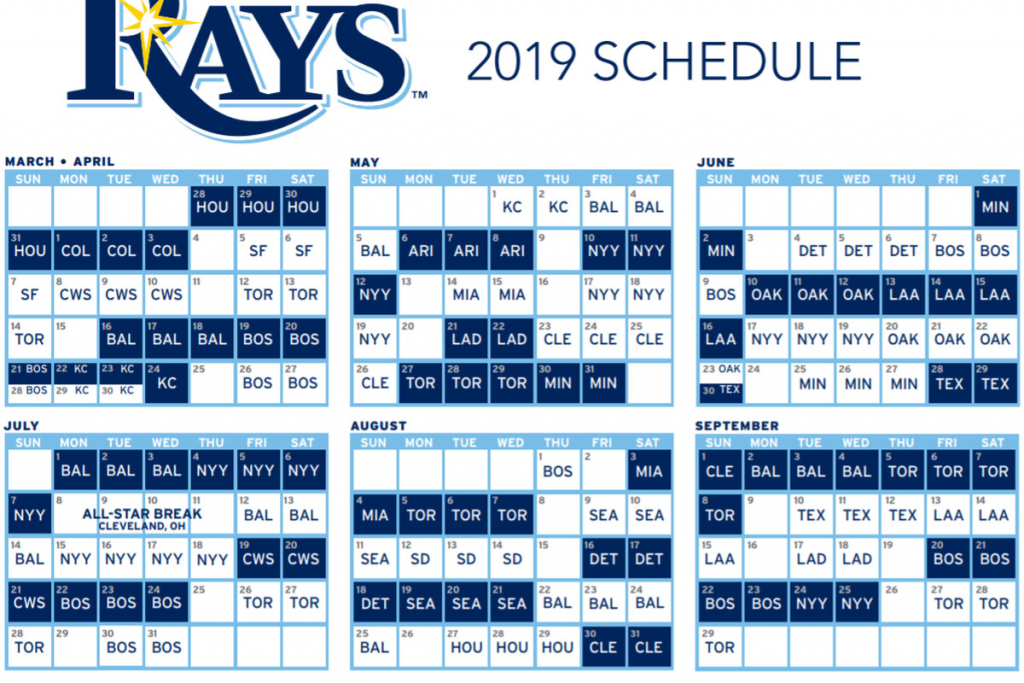 Tampa Bay Rays Release 2019 Schedule DRaysBay