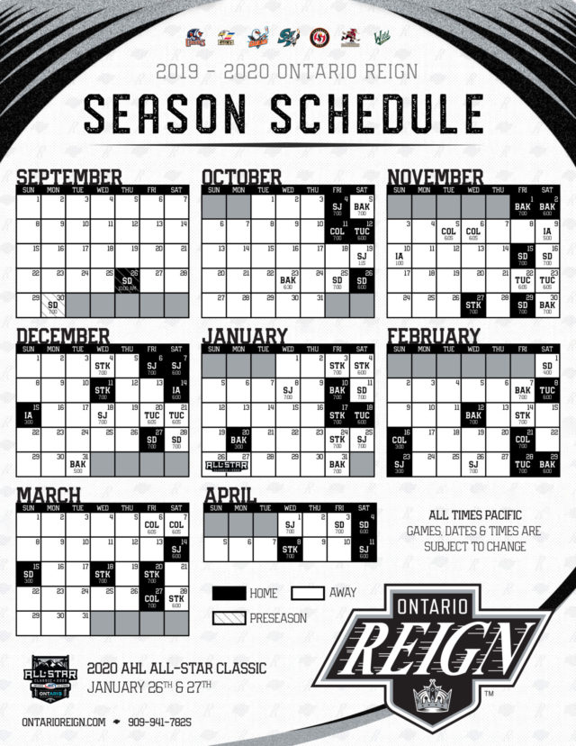 The 2019 20 Ontario Reign Schedule Facts Stats Tidbits 