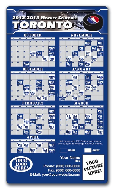 Toronto Maple Leafs Pro Hockey Schedule Magnets 4 X 7 