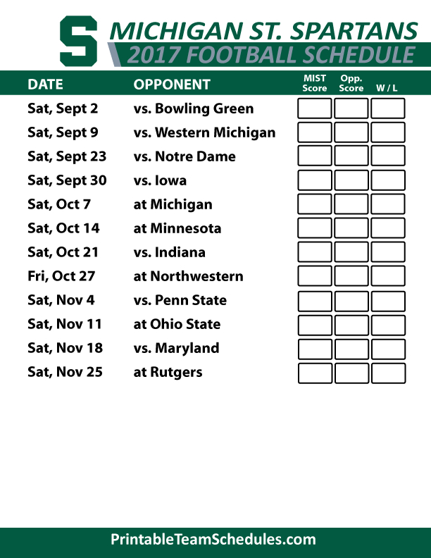 University Of Michigan Football Schedule 2015 Printable 