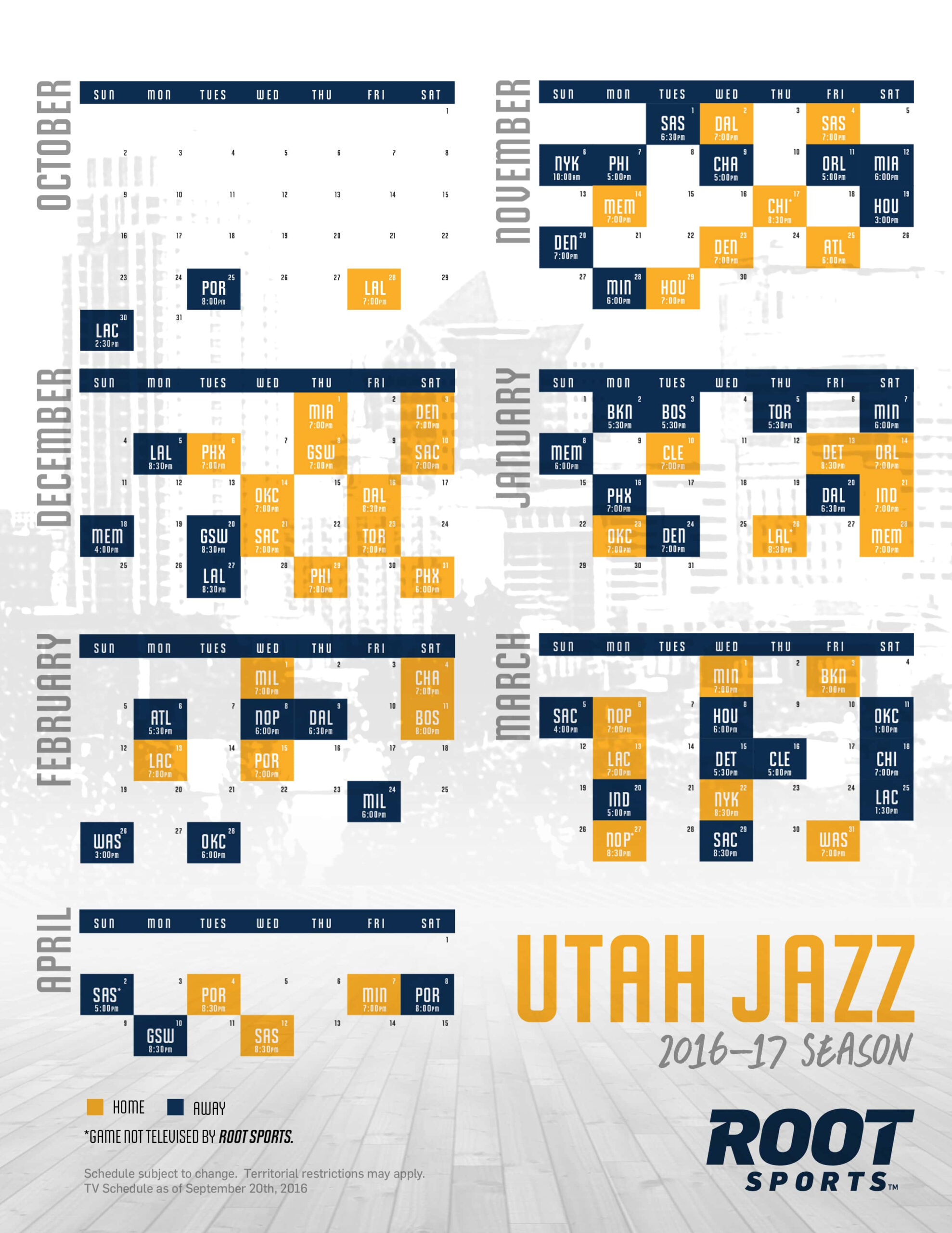 Utah Jazz Schedule Printable