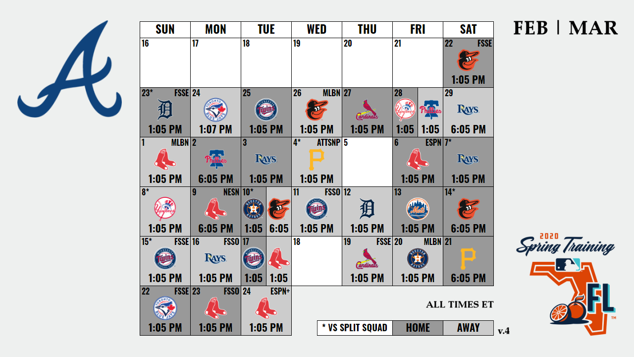 Version 4 Of The Braves Spring Training Schedule 15 
